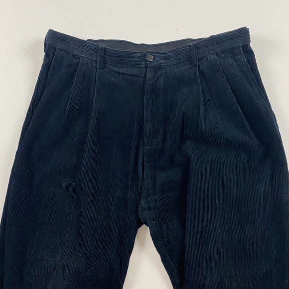 Vintage Y2K Haggar Wide Wale Blue Pleated Corduroy Pants Men's 36 x 30 Skater - Picture 3 of 13